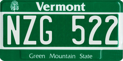 VT license plate NZG522