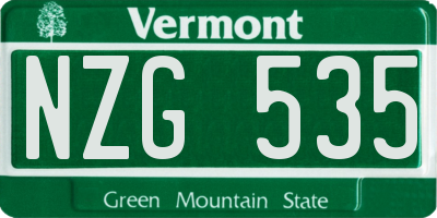 VT license plate NZG535