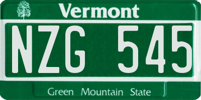 VT license plate NZG545