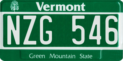 VT license plate NZG546