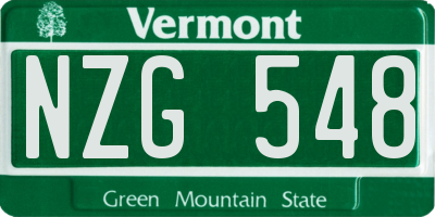 VT license plate NZG548