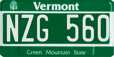 VT license plate NZG560