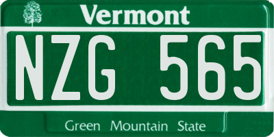 VT license plate NZG565