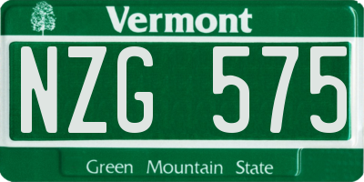 VT license plate NZG575
