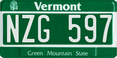 VT license plate NZG597