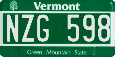 VT license plate NZG598