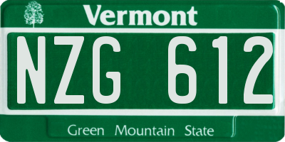 VT license plate NZG612