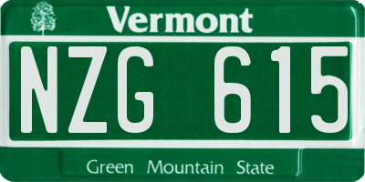VT license plate NZG615