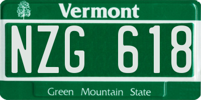VT license plate NZG618