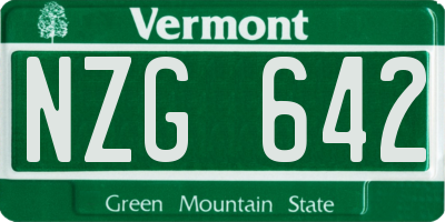 VT license plate NZG642
