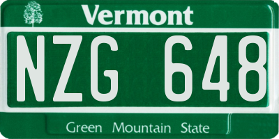 VT license plate NZG648