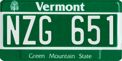 VT license plate NZG651