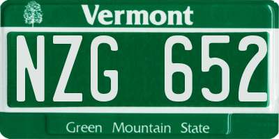 VT license plate NZG652
