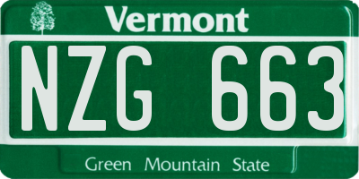 VT license plate NZG663