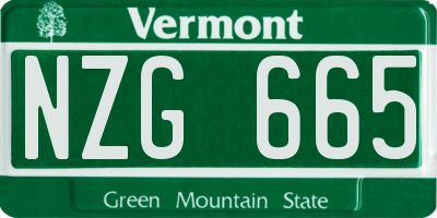 VT license plate NZG665