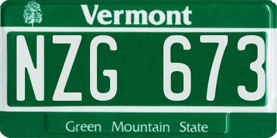 VT license plate NZG673