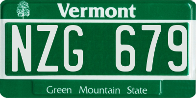 VT license plate NZG679