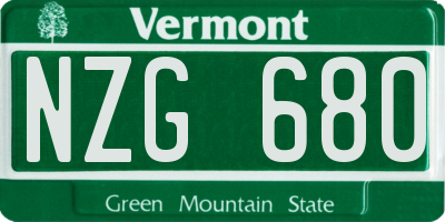 VT license plate NZG680