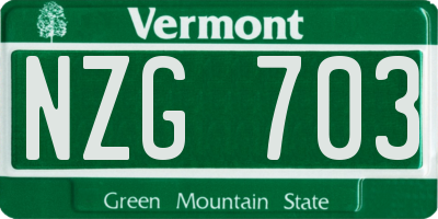 VT license plate NZG703