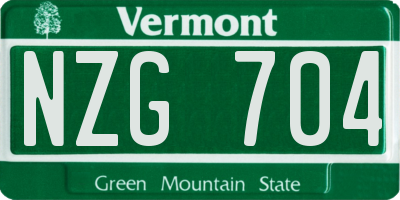 VT license plate NZG704