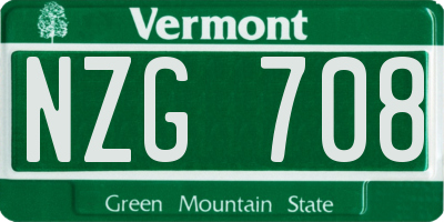 VT license plate NZG708