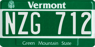 VT license plate NZG712