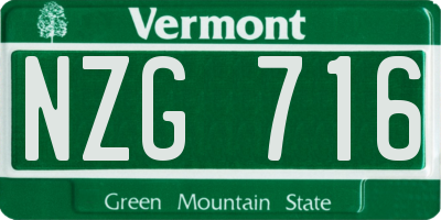 VT license plate NZG716