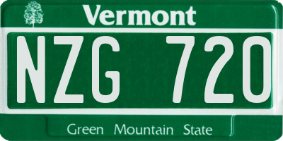 VT license plate NZG720