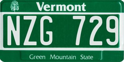 VT license plate NZG729