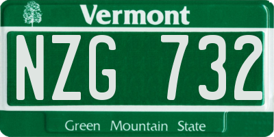 VT license plate NZG732