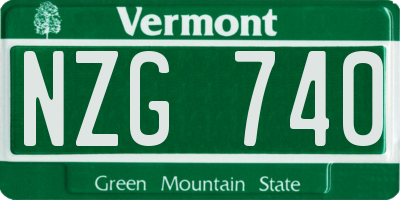VT license plate NZG740