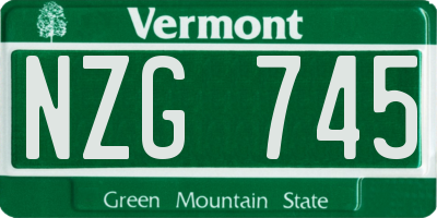VT license plate NZG745