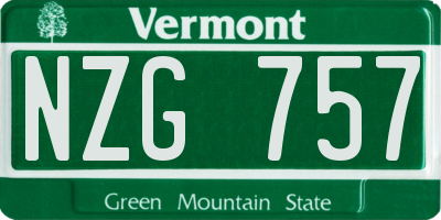 VT license plate NZG757
