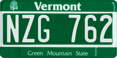 VT license plate NZG762