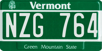 VT license plate NZG764