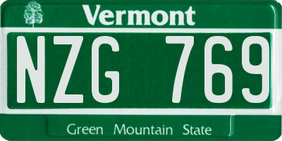 VT license plate NZG769