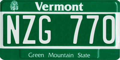 VT license plate NZG770