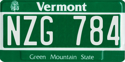 VT license plate NZG784