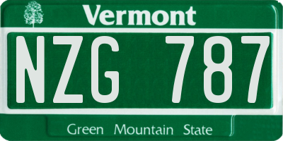 VT license plate NZG787