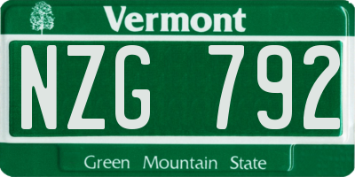 VT license plate NZG792