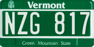 VT license plate NZG817