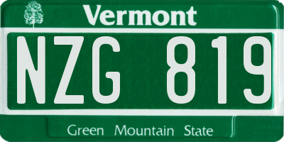 VT license plate NZG819