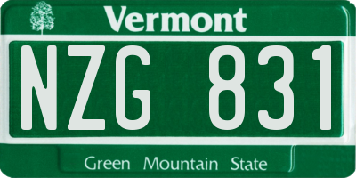 VT license plate NZG831