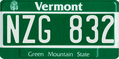 VT license plate NZG832