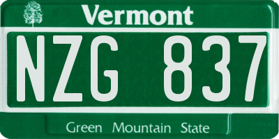 VT license plate NZG837