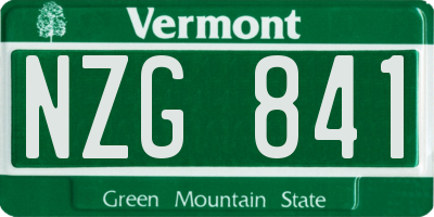 VT license plate NZG841
