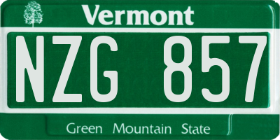 VT license plate NZG857