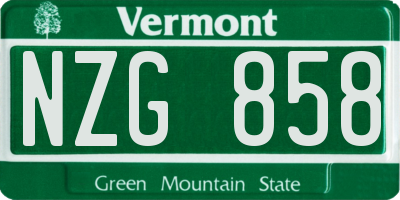 VT license plate NZG858