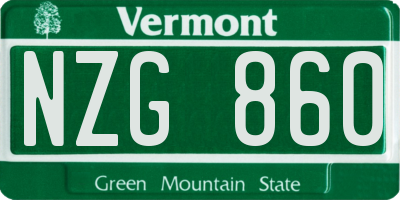 VT license plate NZG860