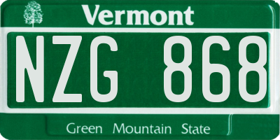 VT license plate NZG868